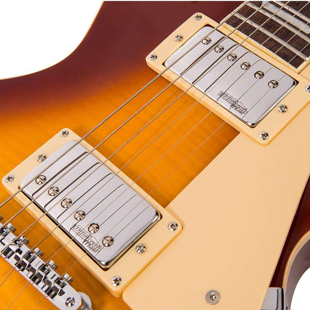 Vintage V100IT ReIssued Electric Guitar ~ Flamed Iced Tea, Electric Guitar for sale at Richards Guitars.