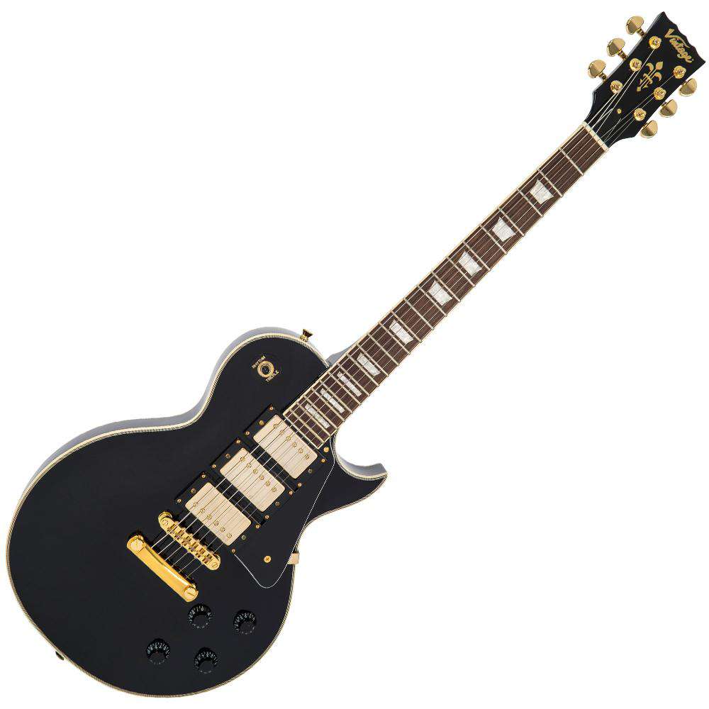 Vintage V1003BB ReIssued 3 Pickup Electric Guitar ~ Boulevard Black, Electric Guitar for sale at Richards Guitars.