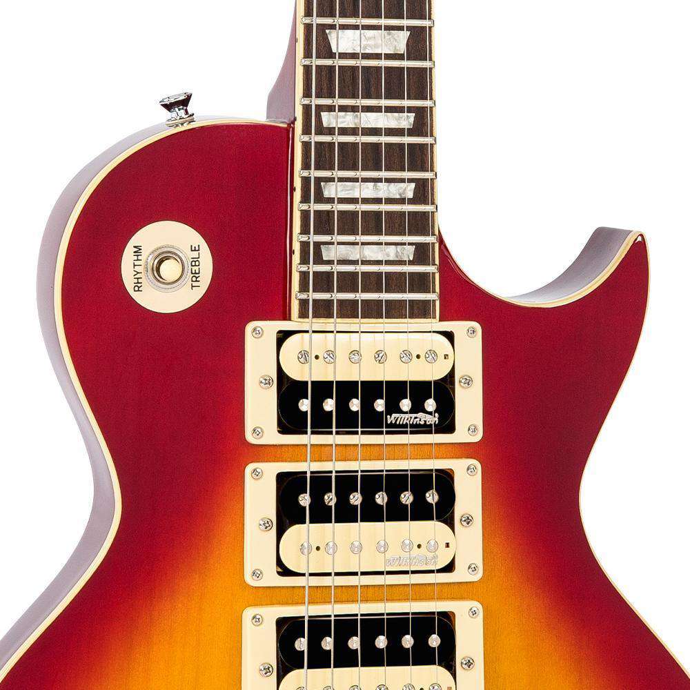 Vintage V1003CSB ReIssued 3 Pickup Electric Guitar ~ Cherry Sunburst, Electric Guitar for sale at Richards Guitars.