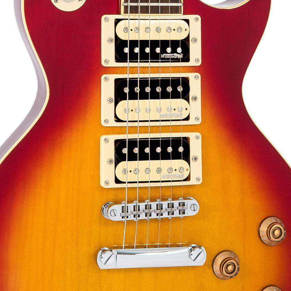 Vintage V1003CSB ReIssued 3 Pickup Electric Guitar ~ Cherry Sunburst, Electric Guitar for sale at Richards Guitars.
