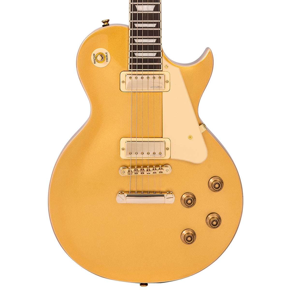Vintage V100MGT Mini Double Coil ReIssued Electric Guitar ~ Gold Top, Chitarra elettrica in vendita su Richards Guitars.