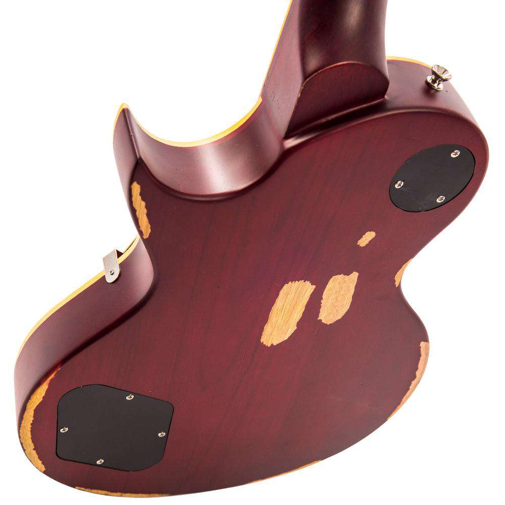 Vintage V100MRCS Electric Guitar ~ Distressed Cherry Sunburst, Electric Guitar for sale at Richards Guitars.