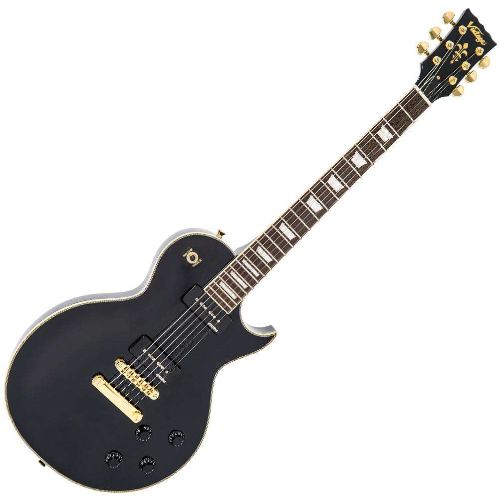 Vintage V100PBB ReIssued Electric Guitar w/W90 Pickups ~ Boulevard Black, Electric Guitar for sale at Richards Guitars.