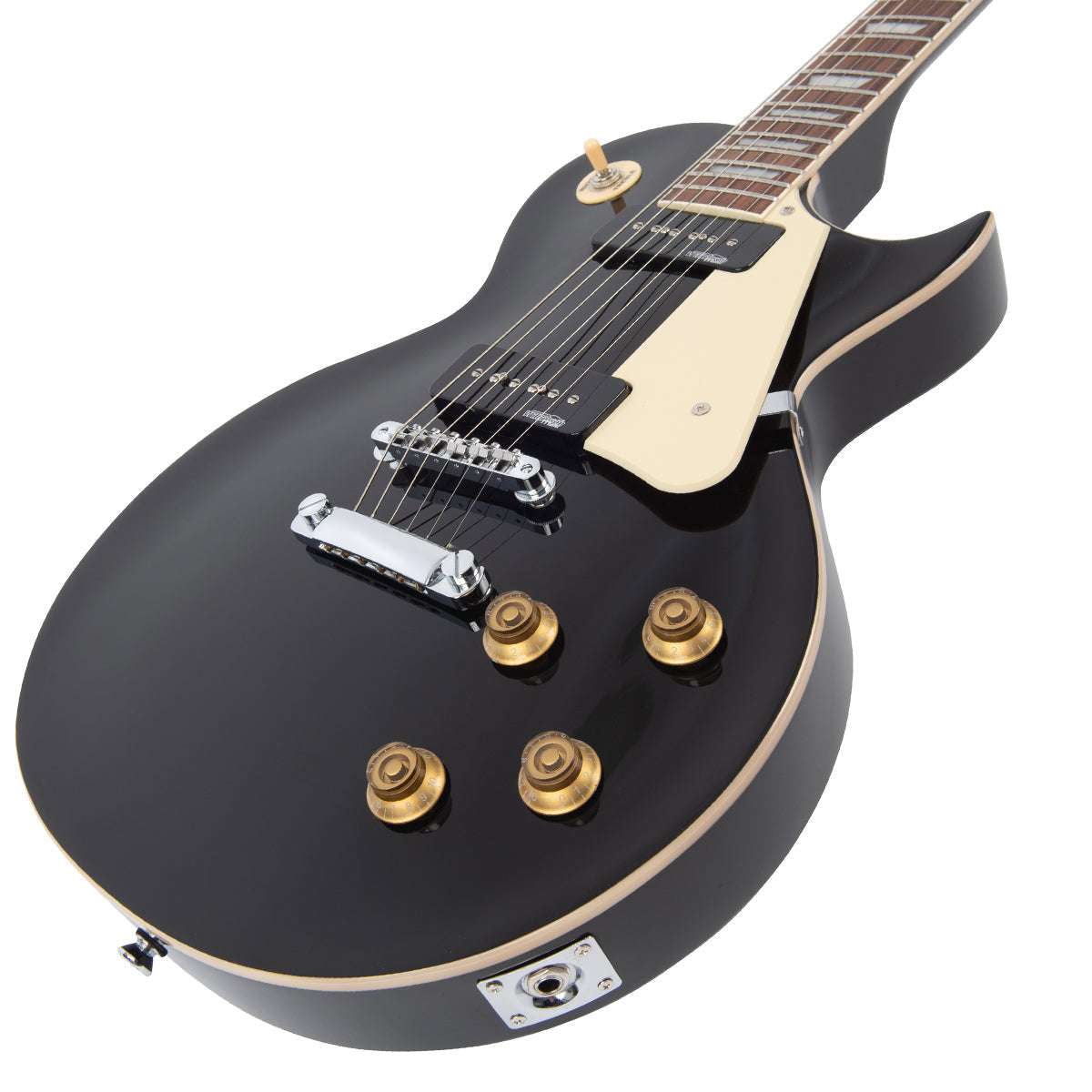 Vintage V100PBK ReIssued Electric Guitar ~ Boulevard Black, Electric Guitar for sale at Richards Guitars.