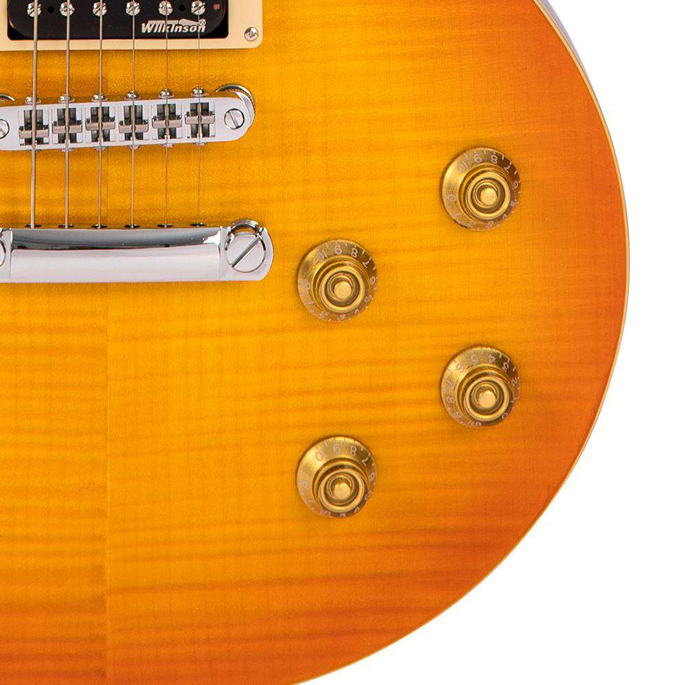 Vintage V100THB ReIssued Electric Guitar ~ Flamed Thru Honeyburst, Electric Guitar for sale at Richards Guitars.