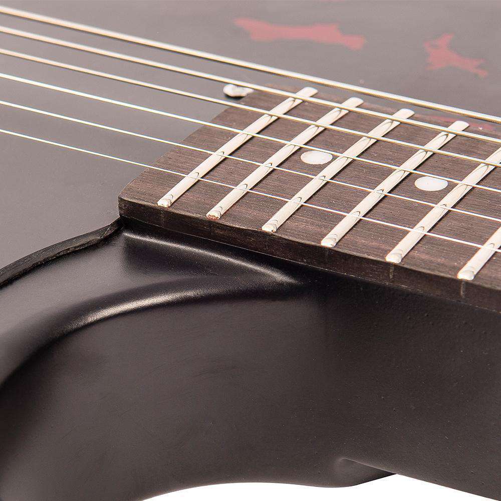 Vintage V120MRBK ICON Electric Guitar ~ Distressed Black Over Cherry Red, Electric Guitar for sale at Richards Guitars.