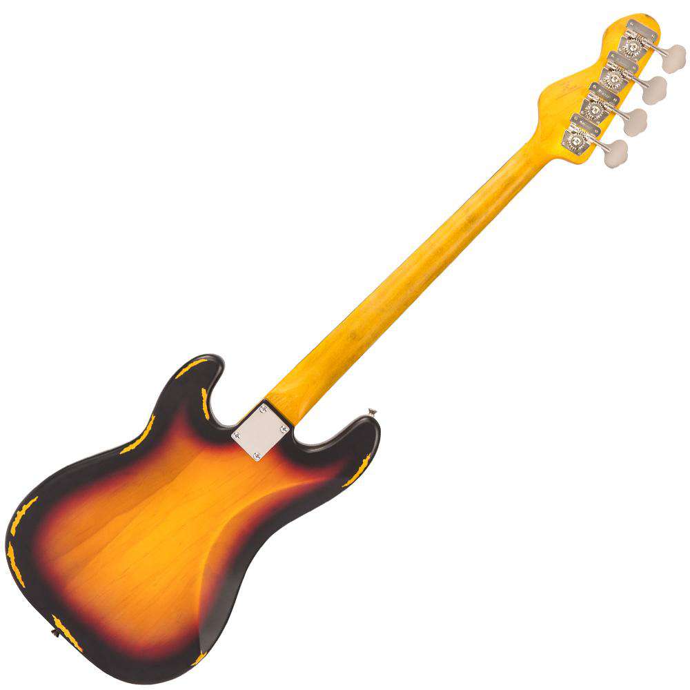 Vintage V4 ICON Bass ~ Distressed Sunset Sunburst, Bass Guitar for sale at Richards Guitars.
