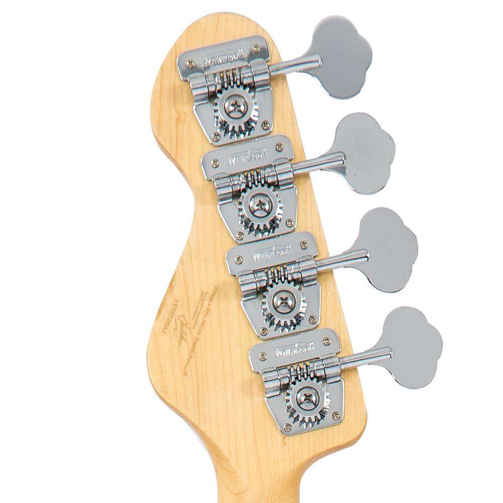 Vintage V4 ReIssued Maple Fingerboard Bass Guitar ~ Firenza Red, for sale at Richards Guitars.