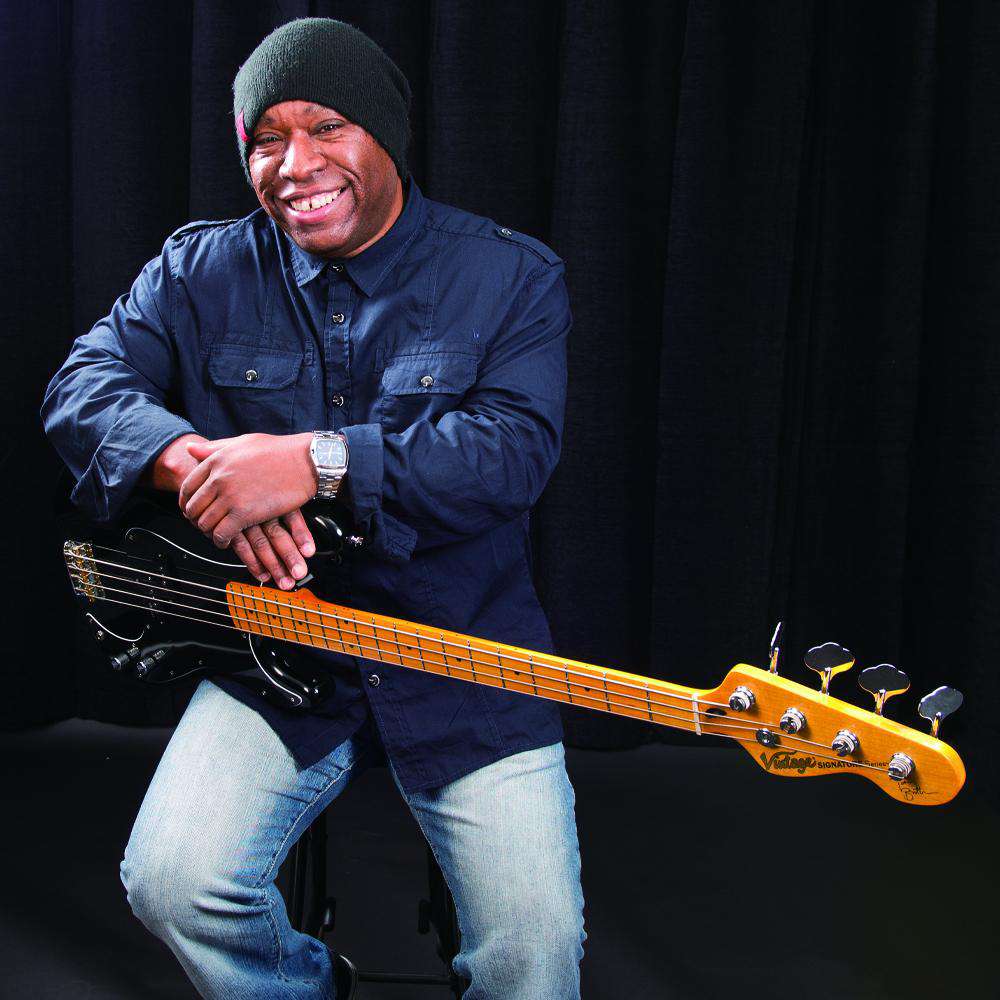 Vintage V4 Tony Butler Signature Bass Guitar ~ Black, for sale at Richards Guitars.