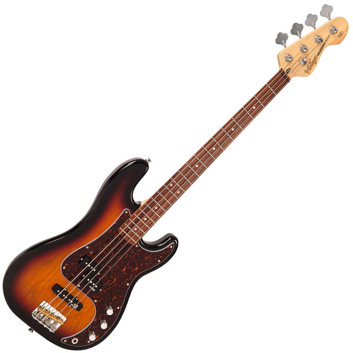 Vintage V42 ReIssued Bass Guitar ~ 3 Tone Sunburst, for sale at Richards Guitars.