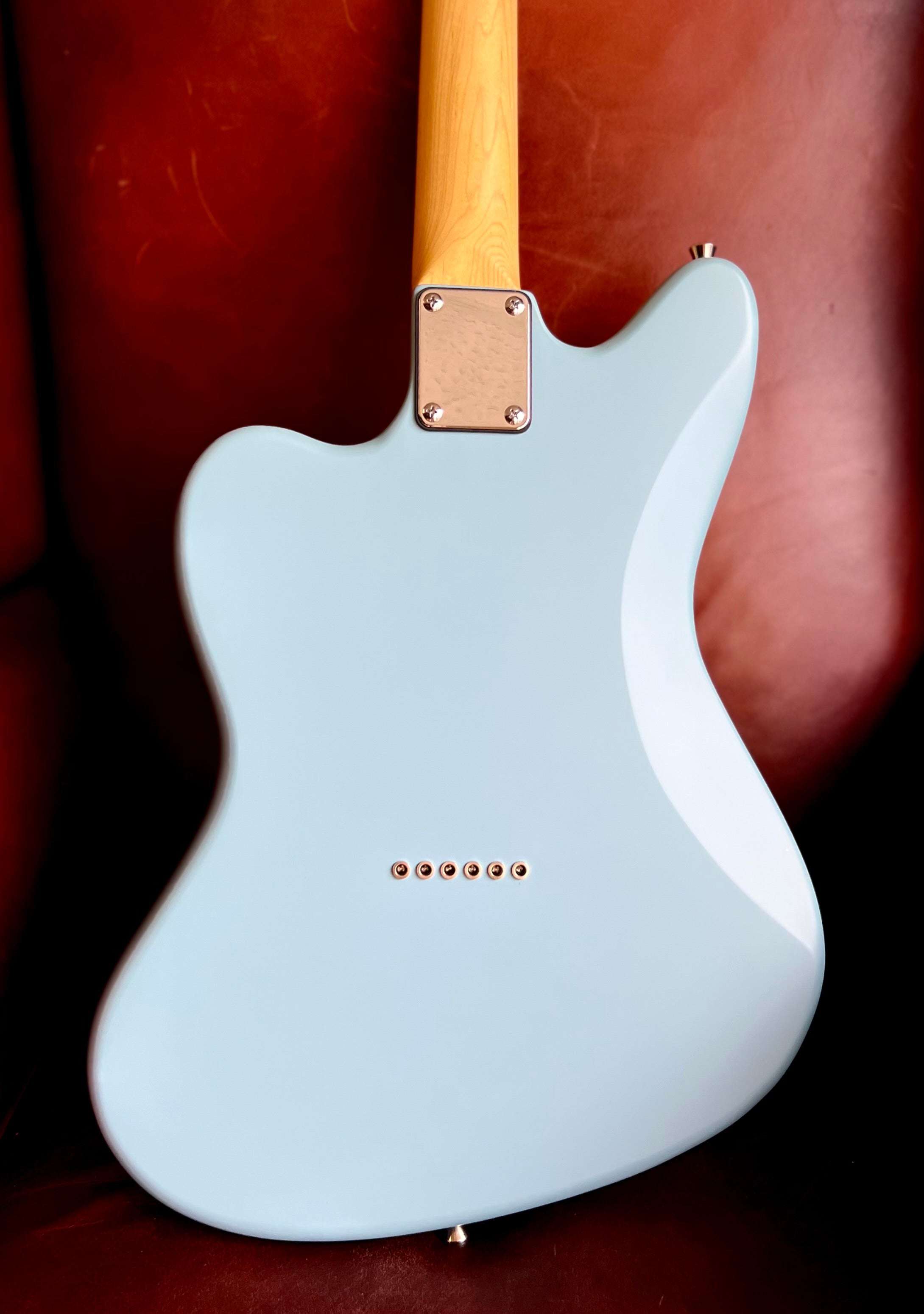 Vintage V65H BL ReIssued Hard Tail Electric Guitar ~ Satin Blue, Electric Guitar for sale at Richards Guitars.