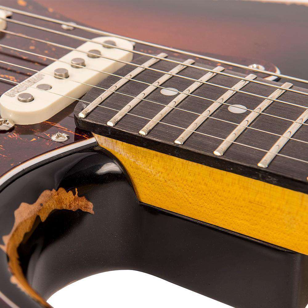Vintage V6H ICON HSS Electric Guitar ~ Ultra-Gloss Distressed Sunset Sunburst, Electric Guitar for sale at Richards Guitars.
