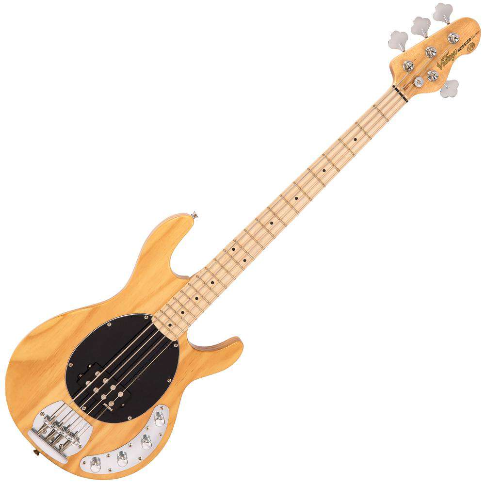 Vintage V96 ReIssued 4-String Active Bass ~ Natural, Bass Guitar for sale at Richards Guitars.