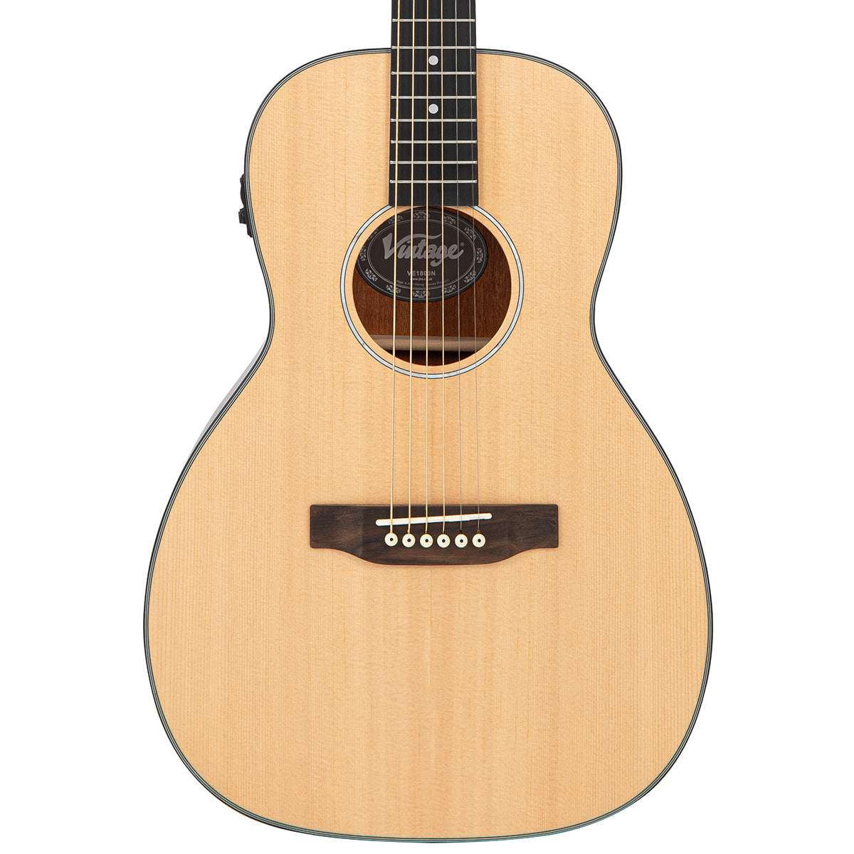 Vintage VE1800N Series 'Parlour' Electro-Acoustic Guitar ~ Natural, Electro Acoustic Guitar for sale at Richards Guitars.