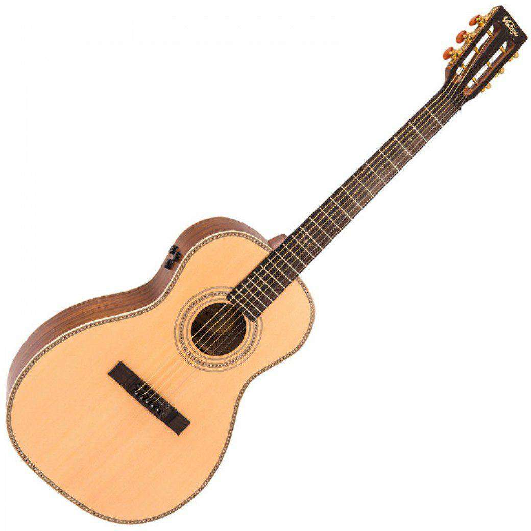Vintage* VE880PB Paul Brett Signature 6-String 880 Electro-Acoustic ~ Natural, Chitarra elettroacustica in vendita presso Richards Guitars.