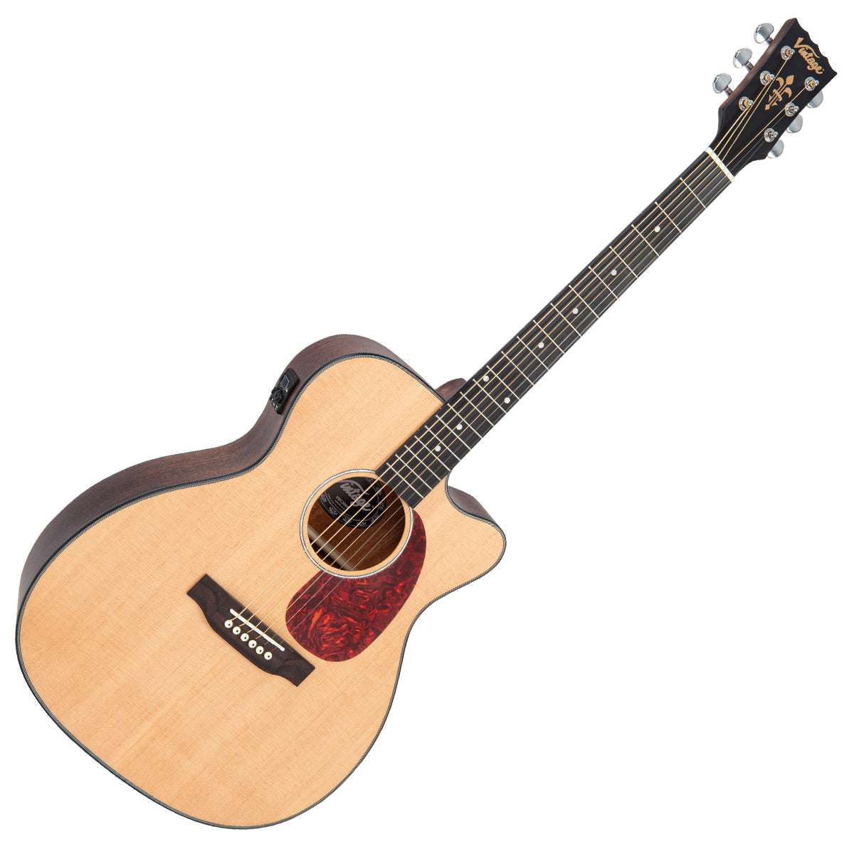 Chitarra elettroacustica vintage VEC300N Stage Series 'Folk' Cutaway ~ Naturale, Chitarra elettroacustica in vendita presso Richards Guitars.