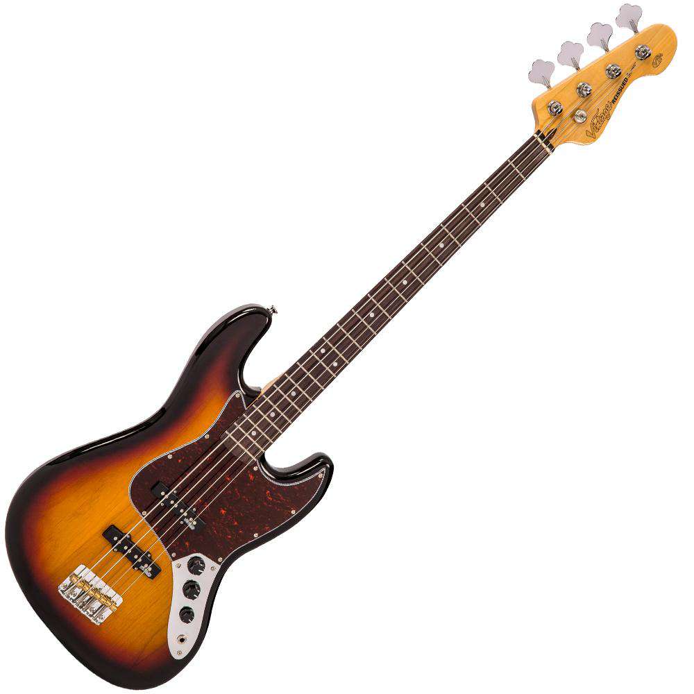 Vintage VJ74 ReIssued Bass ~ Sunset Sunburst, Bass Guitar for sale at Richards Guitars.