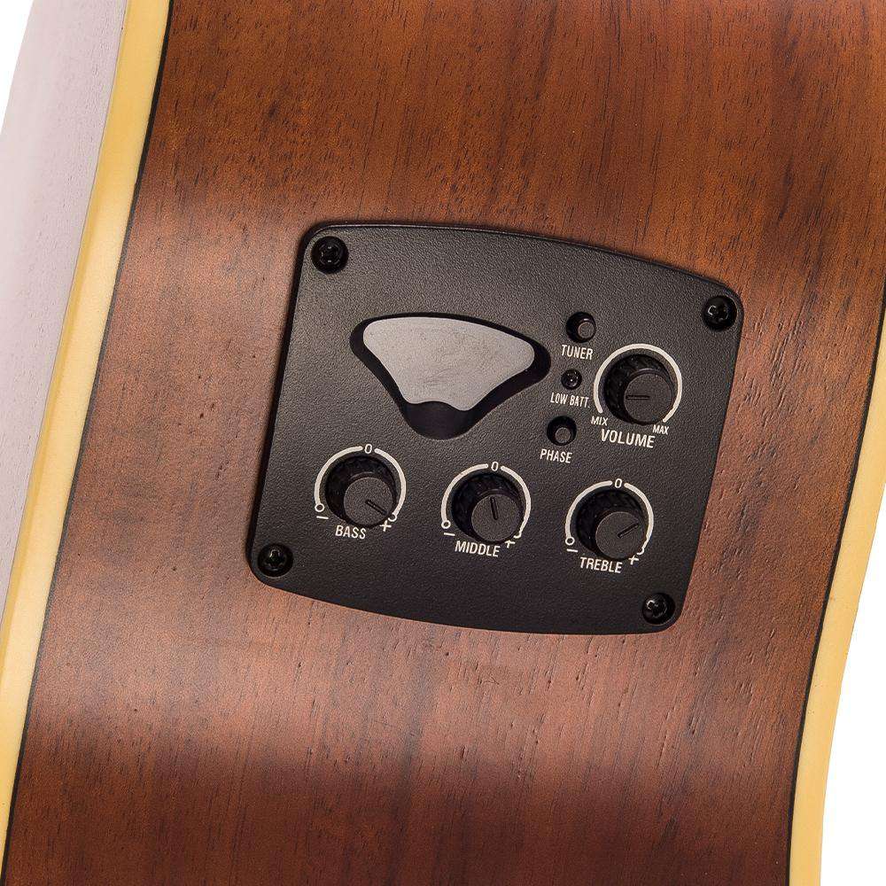Chitarra elettroacustica vintage VRA900EA 'Raven' Paul Brett ~ Satin Black, Chitarra elettroacustica in vendita presso Richards Guitars.