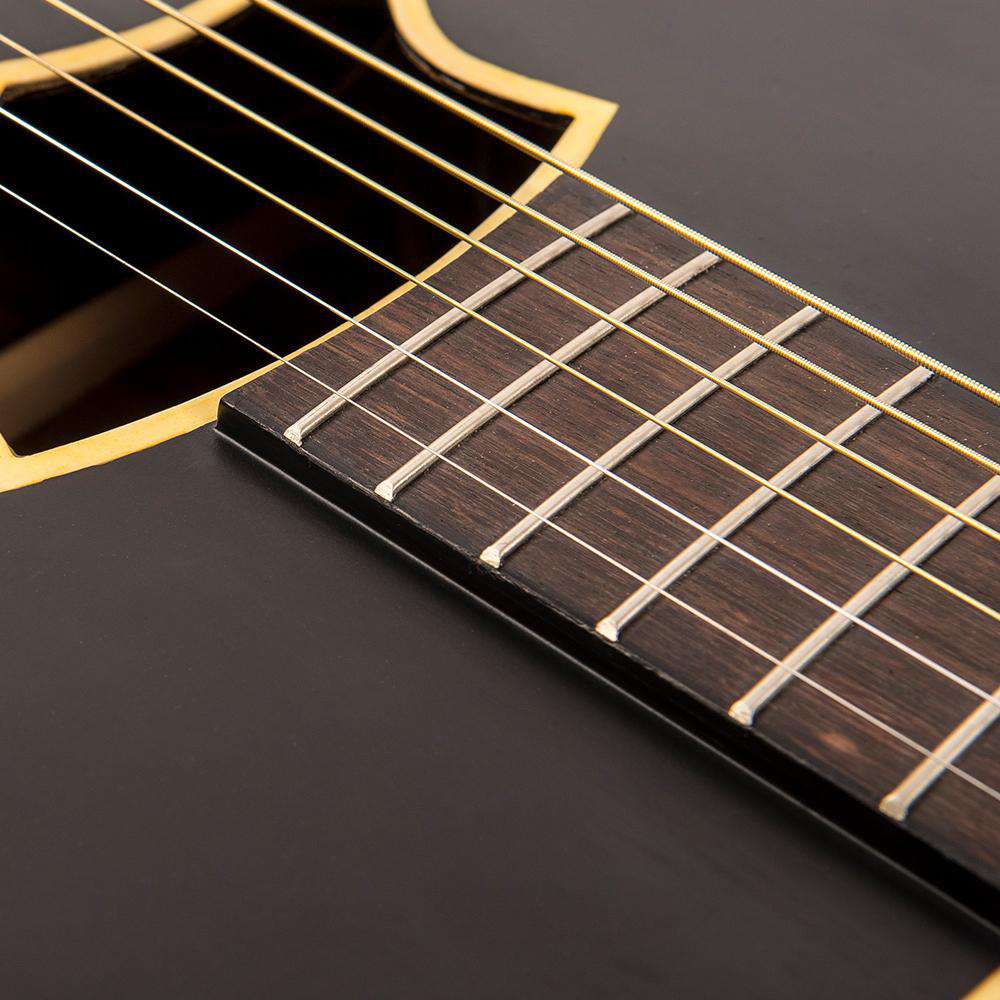 Chitarra elettroacustica vintage VRA900EA 'Raven' Paul Brett ~ Satin Black, Chitarra elettroacustica in vendita presso Richards Guitars.