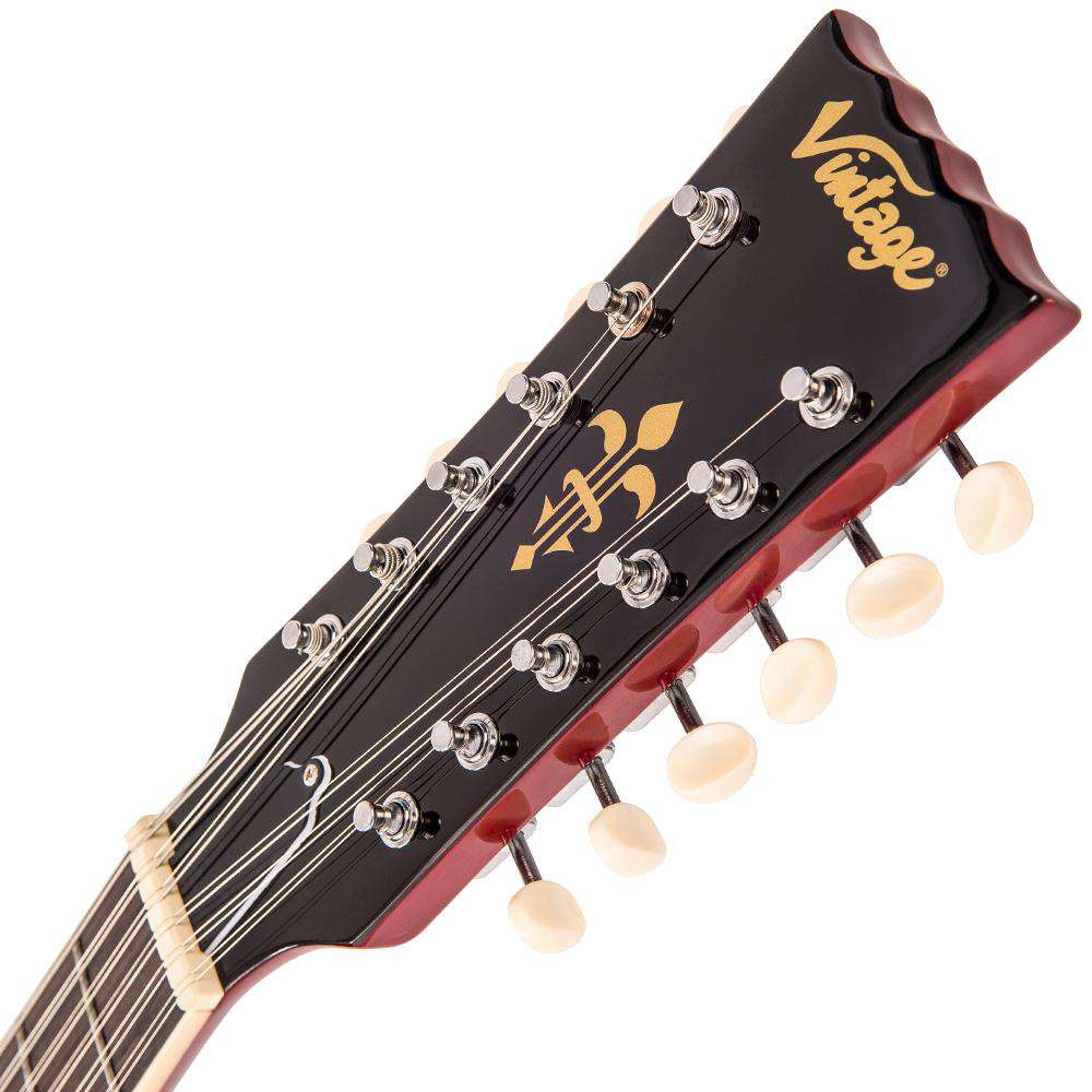 Vintage VSA500 ReIssued 12-String Semi Acoustic Guitar ~ Cherry Red, Electric Guitar for sale at Richards Guitars.