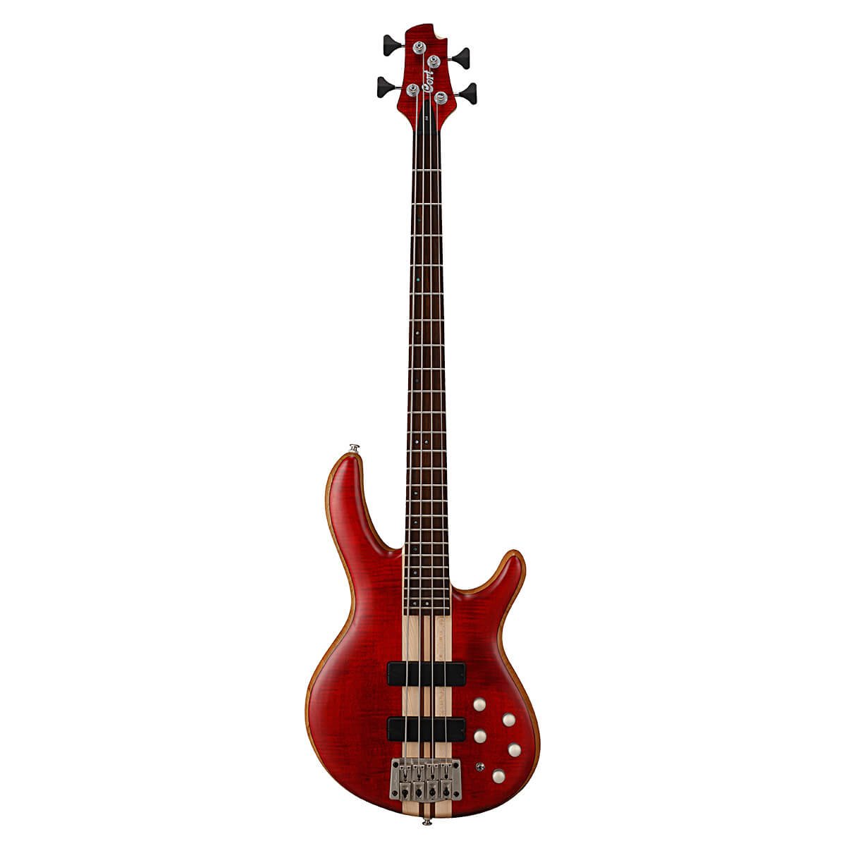 Cort A4 Plus FMM, Open Pore Black Cherry Bass Guitar - Richards Guitars Of Stratford Upon Avon