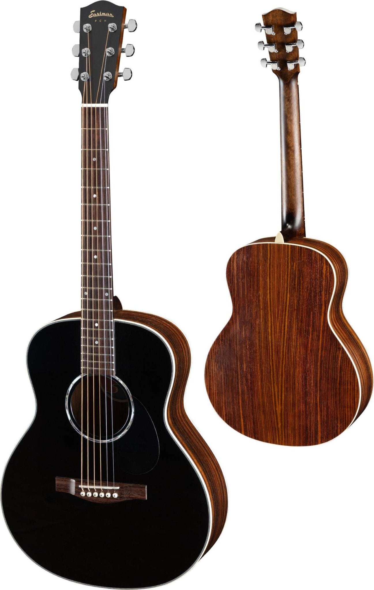 Eastman PCH2 - TG, Black, Acoustic Travel Guitar - Richards Guitars Of Stratford Upon Avon