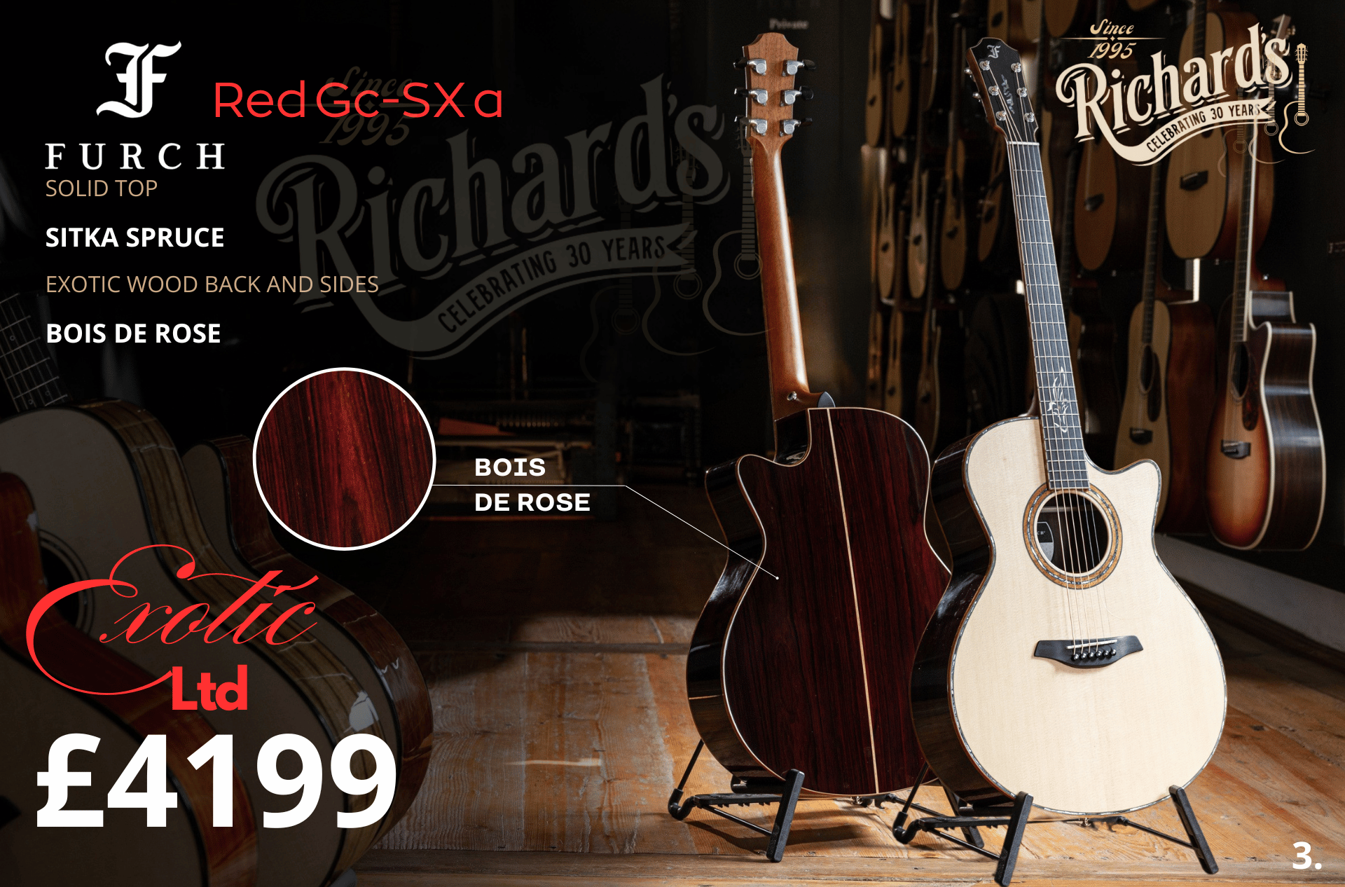 Furch Red Bois De Rose Gc SX Exotic Ltd Series Acoustic Guitar - Richards Guitars Of Stratford Upon Avon