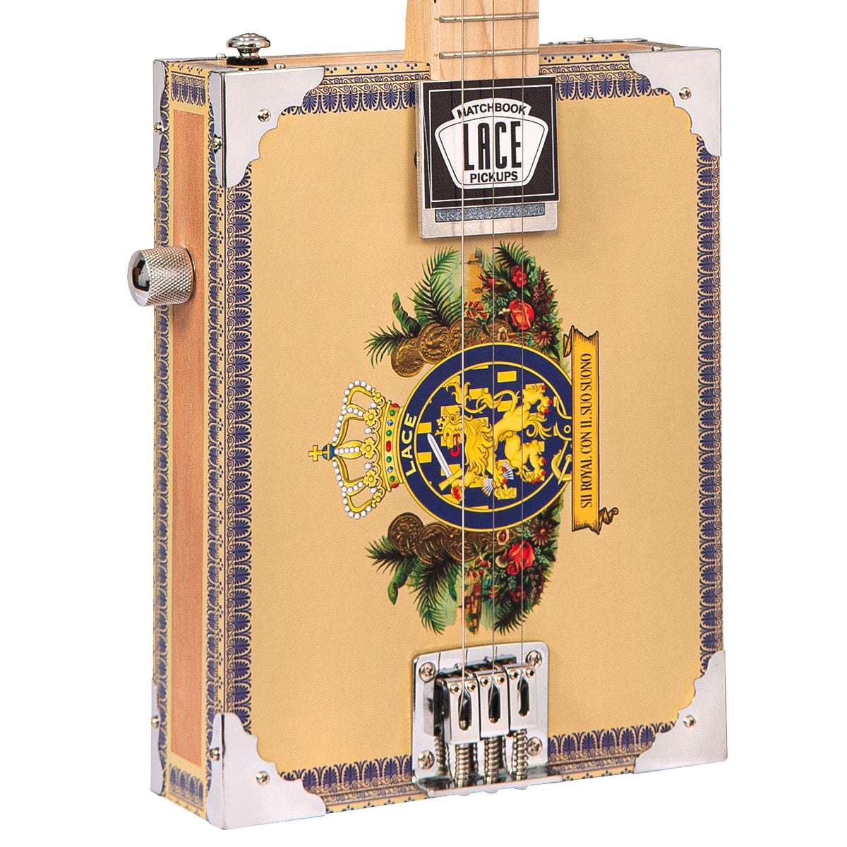 Lace Cigar Box Electric Guitar ~ 3 String ~ Royalty - Richards Guitars Of Stratford Upon Avon