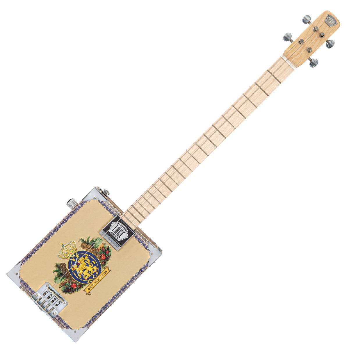 Lace Cigar Box Electric Guitar ~ 4 String ~ Royalty - Richards Guitars Of Stratford Upon Avon
