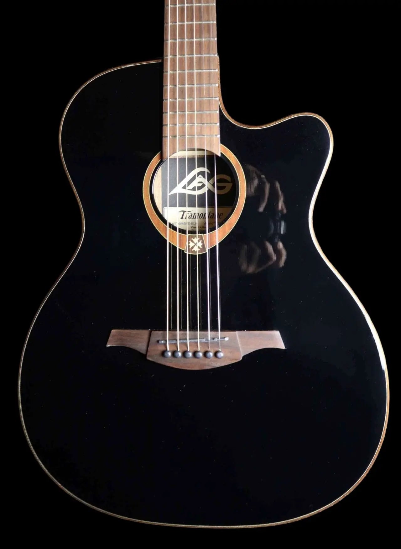 LAG TRAMONTANE 118 T118ASCE - BLK AUDITORIUM SLIM CUTAWAY ELECTRO BLACK - Richards Guitars Of Stratford Upon Avon