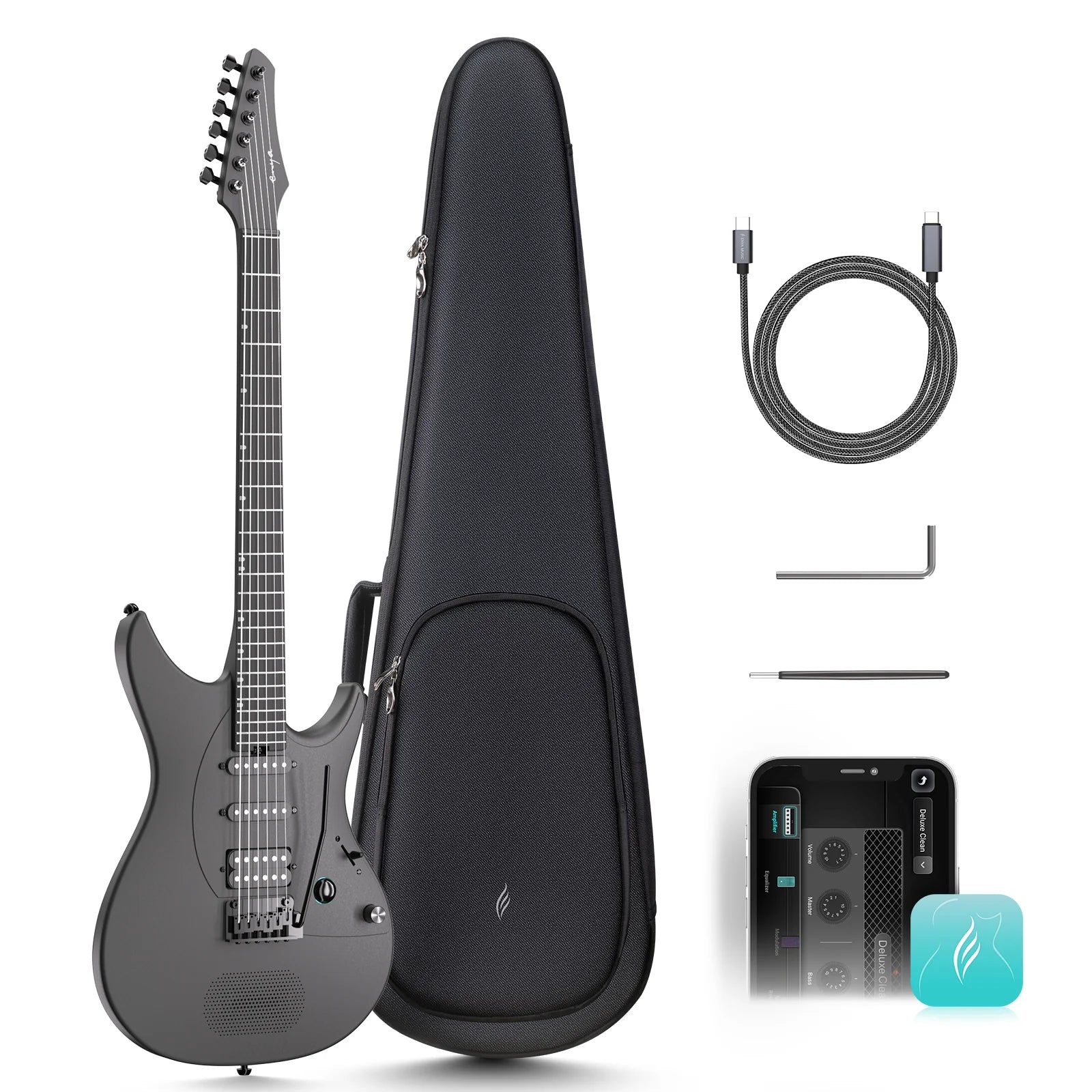 Enya Inspire Electric Smart Guitar in Black