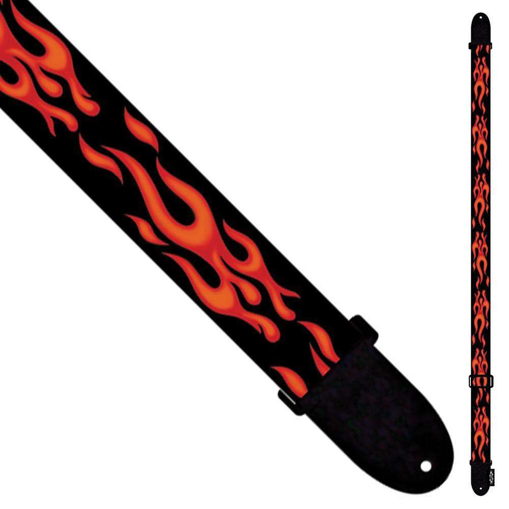 Perri's Polyester/Webbing Guitar Strap ~ Red Flames - Richards Guitars Of Stratford Upon Avon