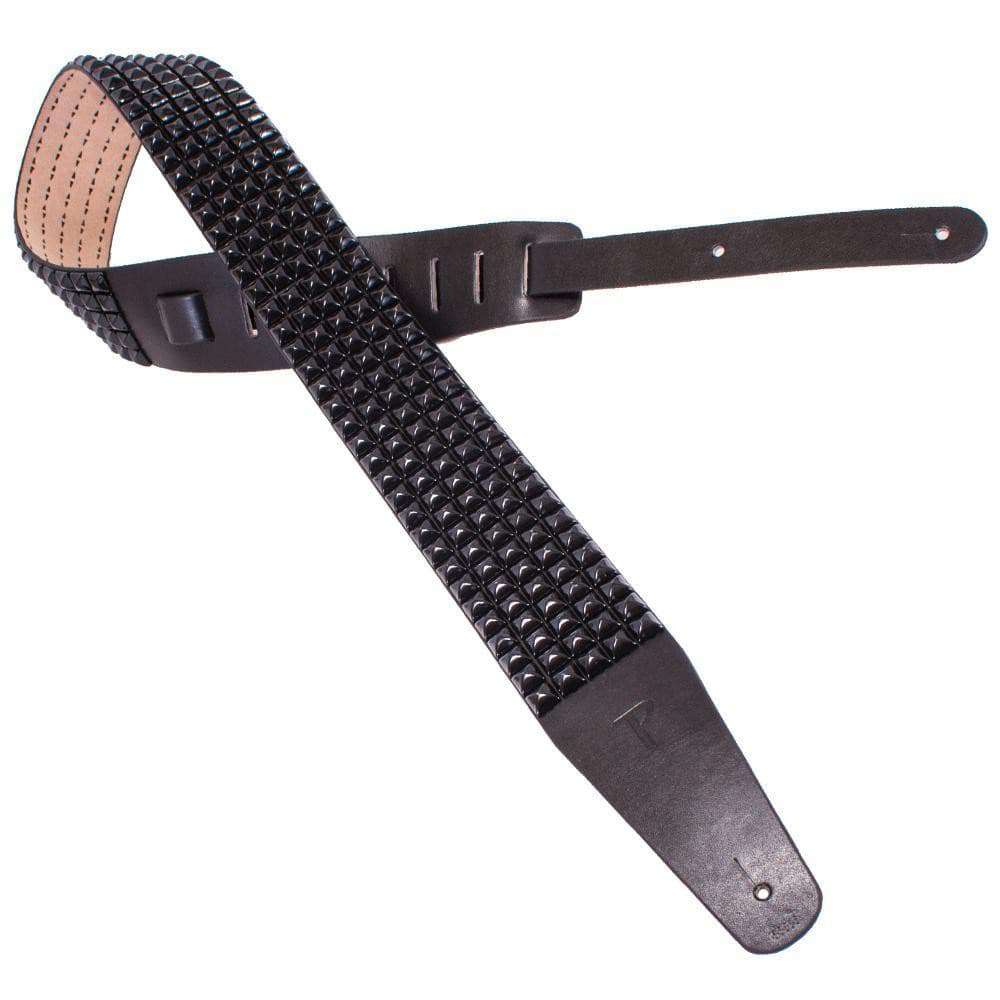 Perris Studded Leather Guitar Strap ~ Black - Richards Guitars Of Stratford Upon Avon