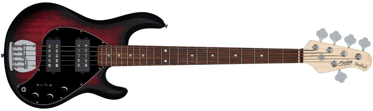 Sterling By Musicman SUB SRAY 5 HH RUBY REDBURST SATIN 5 - STR JATOBA F/B - Richards Guitars Of Stratford Upon Avon
