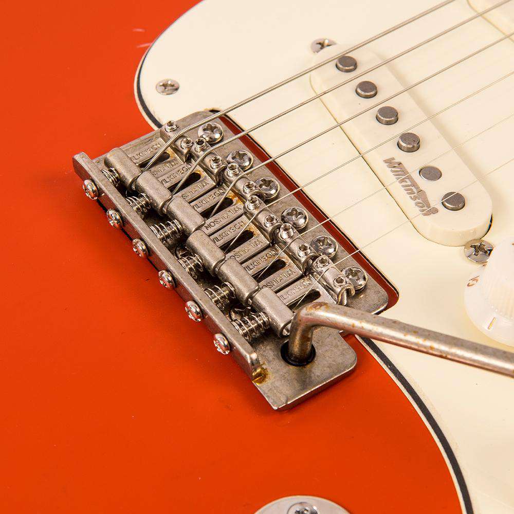Vintage V6 ICON Electric Guitar ~ Distressed Firenza Red - Richards Guitars Of Stratford Upon Avon
