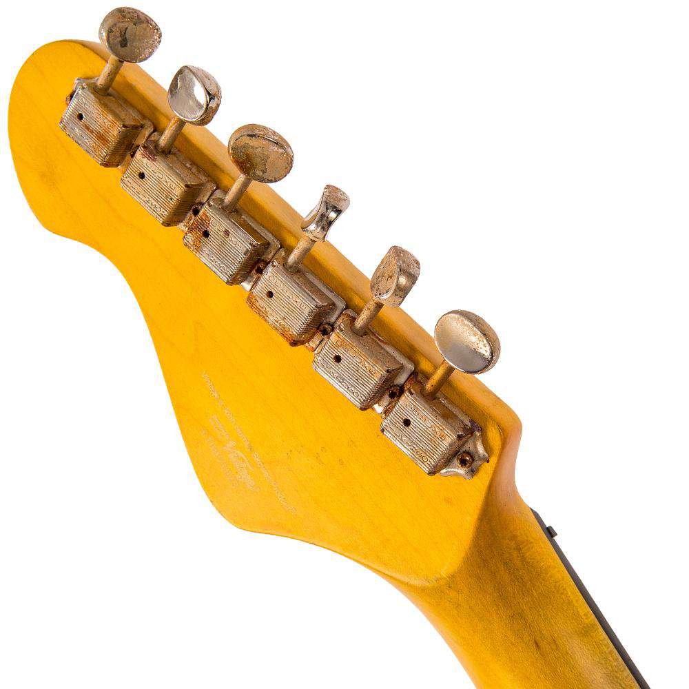 Vintage V6 ICON Electric Guitar ~ Distressed Firenza Red - Richards Guitars Of Stratford Upon Avon