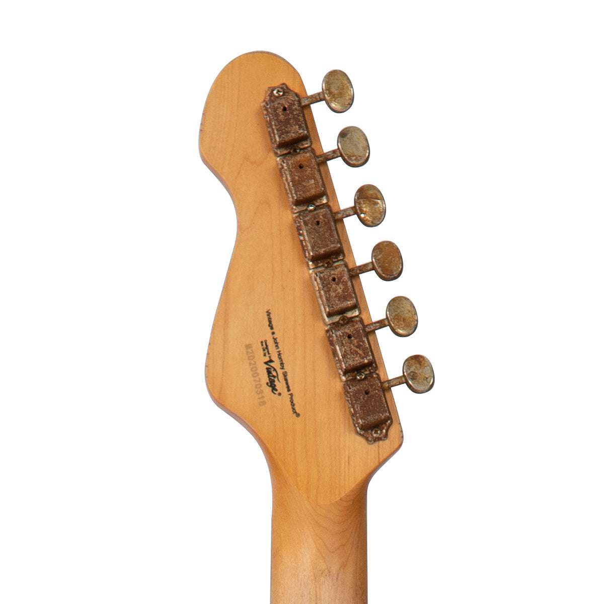 Vintage V6 ICON Electric Guitar ~ Distressed White Over Sunburst - Richards Guitars Of Stratford Upon Avon