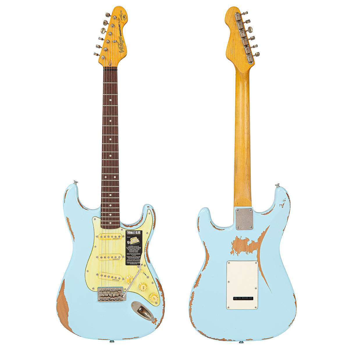 Vintage V6 ProShop Unique ~ 'Aged Nitro Look' Laguna Blue - Richards Guitars Of Stratford Upon Avon