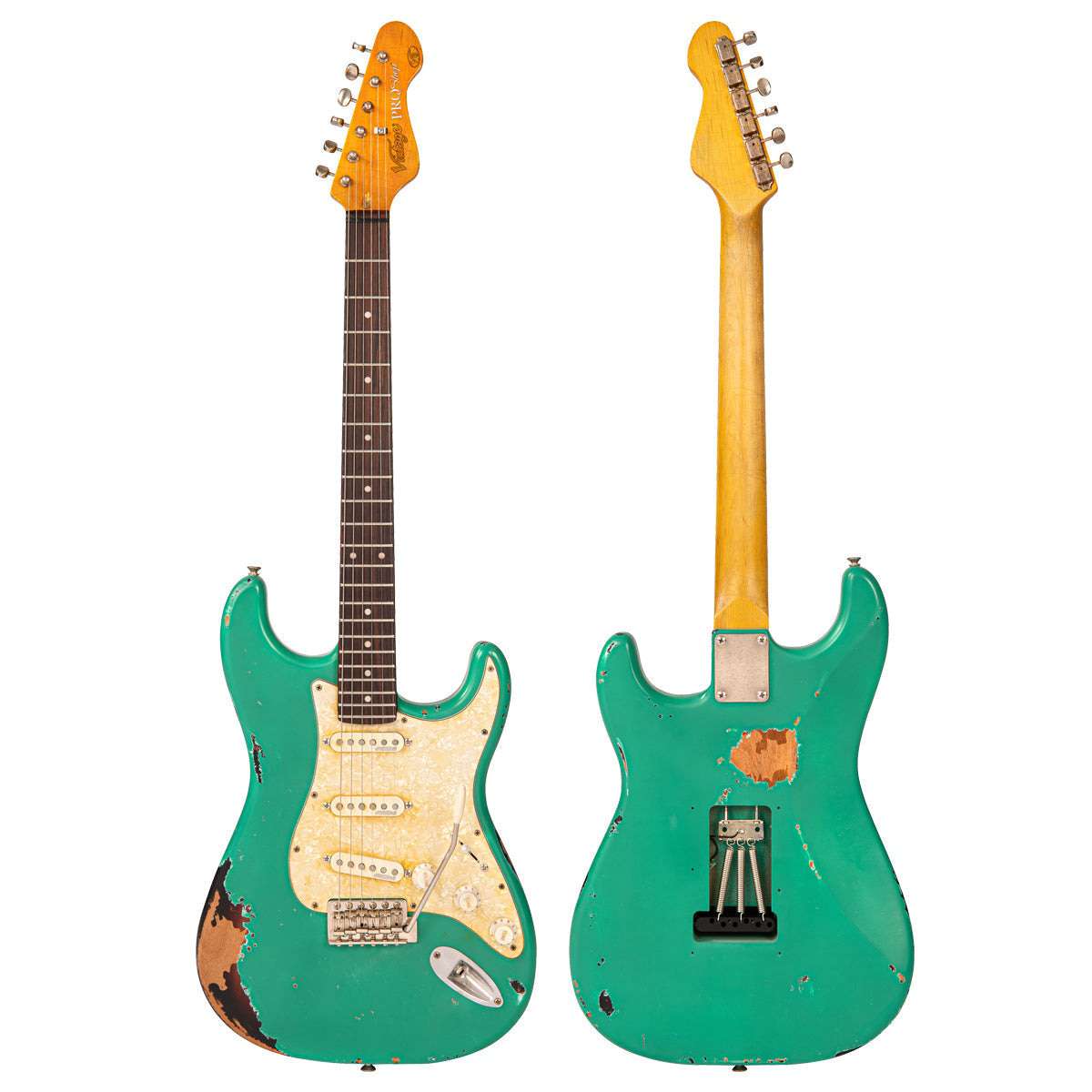 Vintage V6 ProShop Unique ~ Ventura Green over Sunburst - Richards Guitars Of Stratford Upon Avon