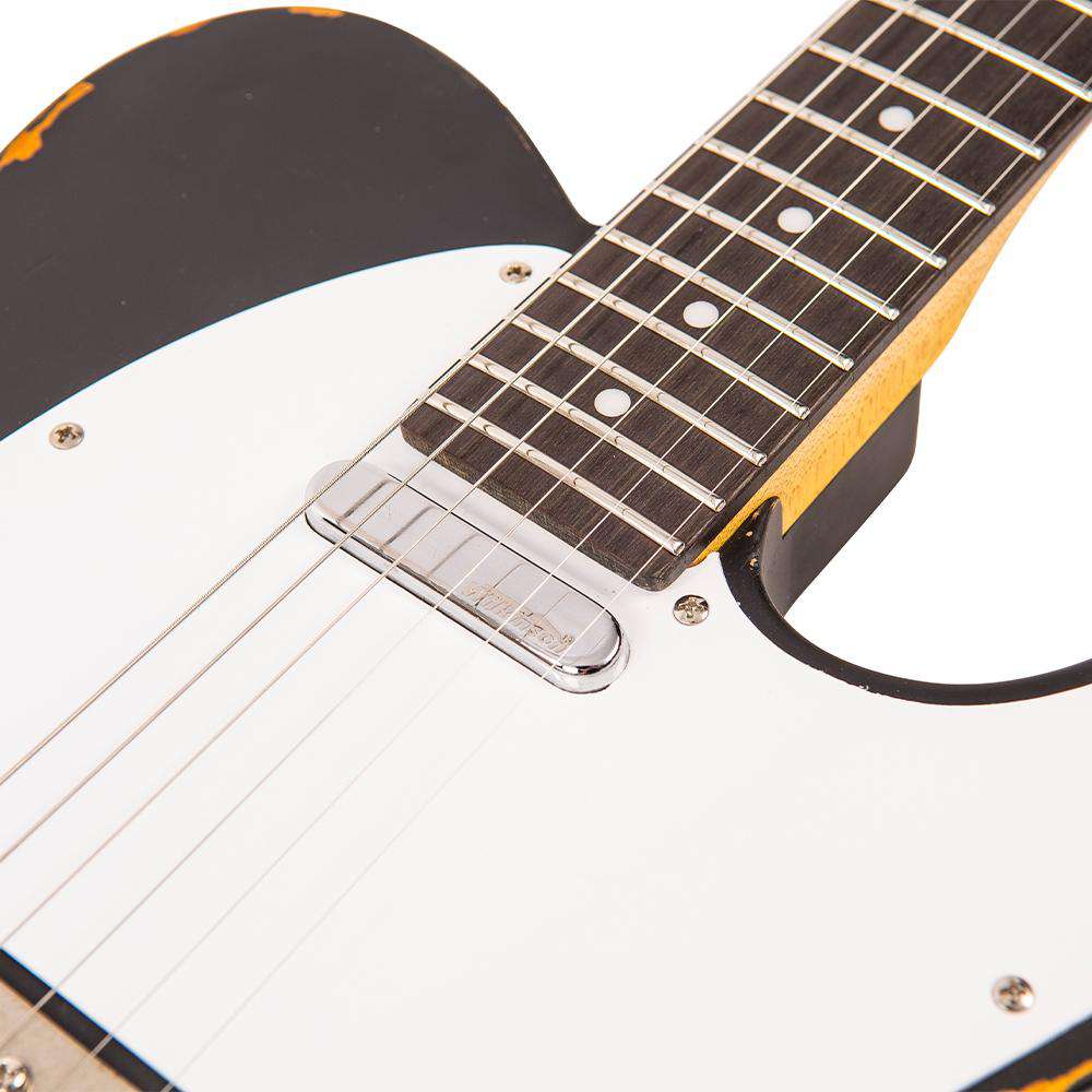 Vintage V62 ICON Electric Guitar ~ Distressed Black - Richards Guitars Of Stratford Upon Avon