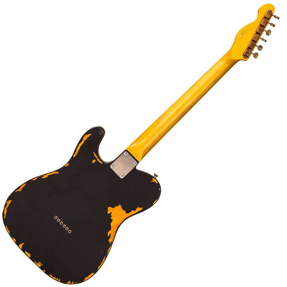 Vintage V62 ICON Electric Guitar ~ Distressed Black - Richards Guitars Of Stratford Upon Avon