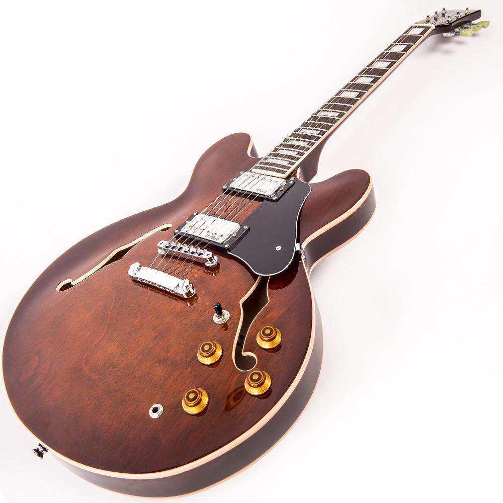 Vintage VSA500 ReIssued Semi Acoustic Guitar ~ Natural Walnut - Richards Guitars Of Stratford Upon Avon