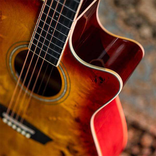 Washburn BURL ACE - Grand Auditorium - Amber Fade Electro Acoustic Guitar - Richards Guitars Of Stratford Upon Avon