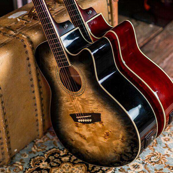 Washburn BURL ACE - Grand Auditorium - Black Fade Electro Acoustic Guitar - Richards Guitars Of Stratford Upon Avon