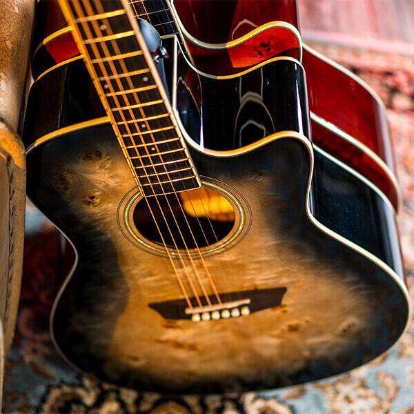 Washburn BURL ACE - Grand Auditorium - Black Fade Electro Acoustic Guitar - Richards Guitars Of Stratford Upon Avon