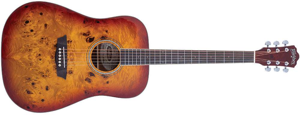 Washburn BURL D - Dreadnought - Amber Fade Electro Acoustic Guitar - Richards Guitars Of Stratford Upon Avon